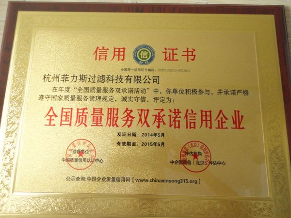 China Hangzhou Philis Filter Technology Co., Ltd. Certification